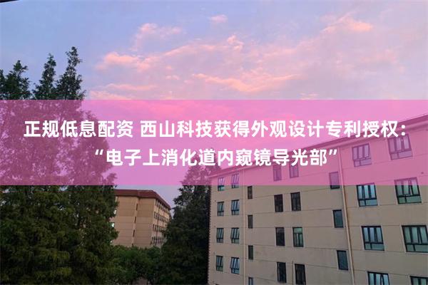 正规低息配资 西山科技获得外观设计专利授权：“电子上消化道内窥镜导光部”