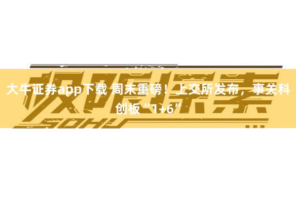 大牛证券app下载 周末重磅！上交所发布，事关科创板“1+6”