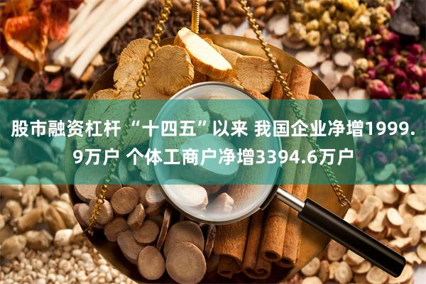股市融资杠杆 “十四五”以来 我国企业净增1999.9万户 个体工商户净增3394.6万户